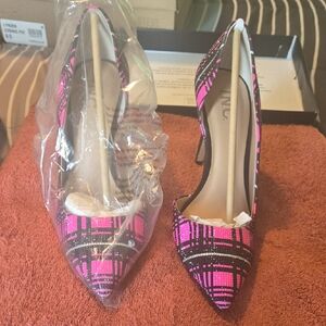 INC International Concepts Pink Plaid Pointed-Toe Stiletto Heels